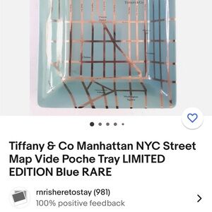 Tiffany & Co Manhattan NYC Street Map Vide Poche Tray LIMITED EDITION Blue RARE